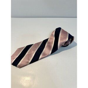 Tommy Hilfiger men's silk necktie navy/pink stripe 56"L 3.5"W